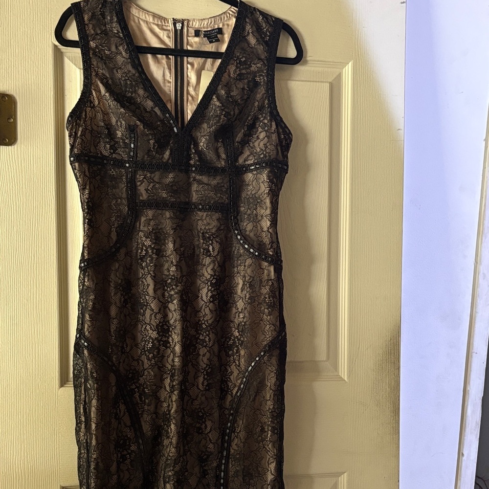 Marciano Black and Cream Lace Mini Dress